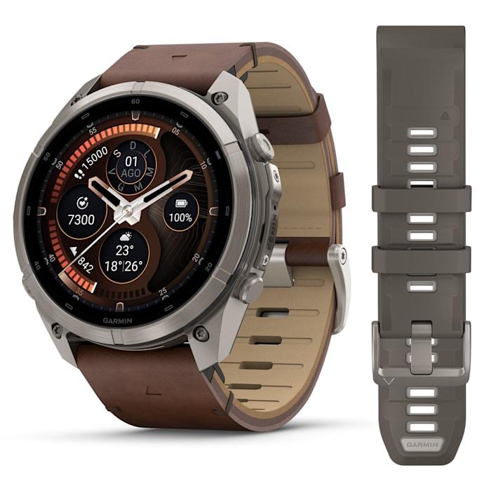Fenix 9 Pro – inReach, 51mm, Titanio con cinturino in pelle Walnut - 010-04337-41