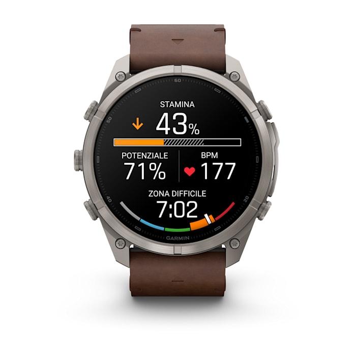 Fenix 9 Pro – inReach, 51mm, Titanio con cinturino in pelle Walnut - 010-04337-41