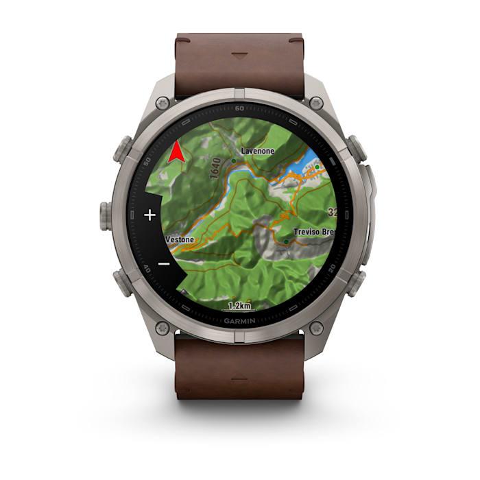 Fenix 9 Pro – inReach, 51mm, Titanio con cinturino in pelle Walnut - 010-04337-41