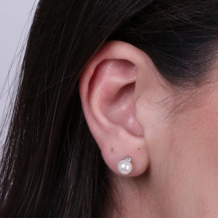 Boucles d'oreilles en argent 925 avec clous en perles