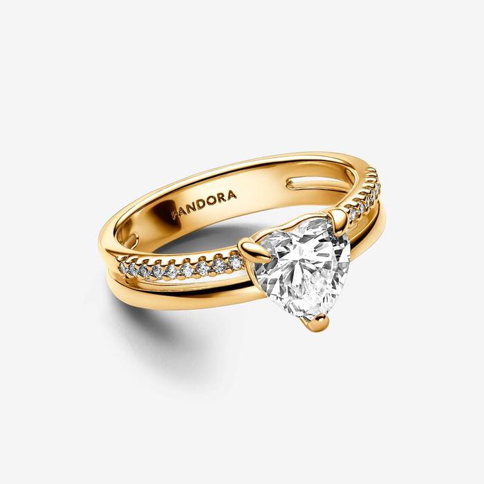 Double Band Ring with Heart