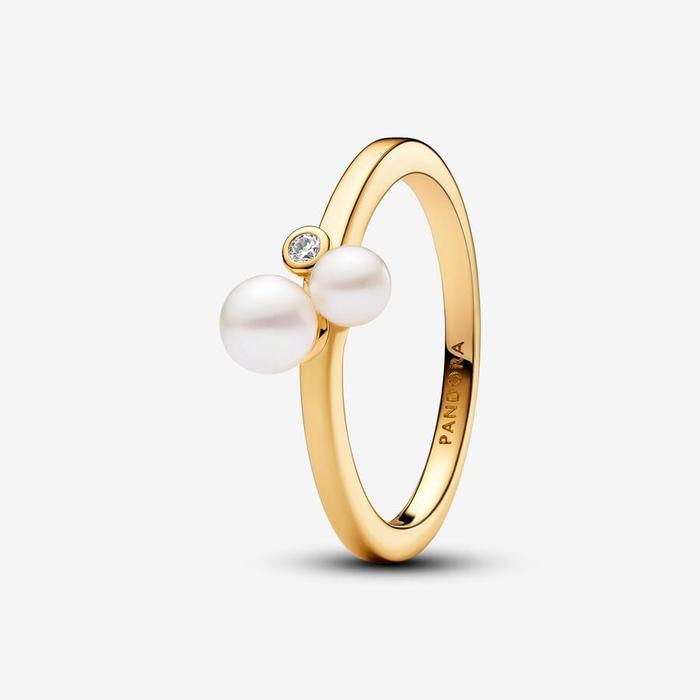 Bague et point lumineux en perles de culture d'eau douce