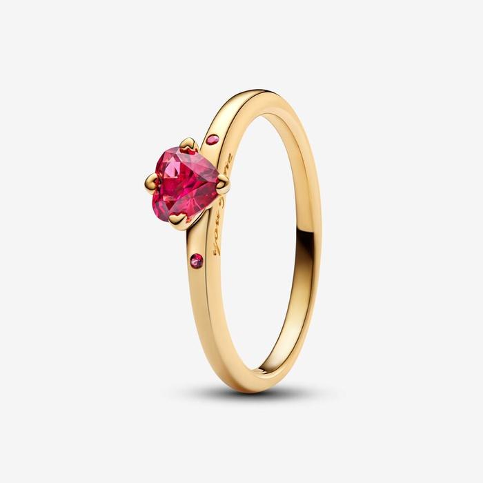 Bagues solitaires en forme de cœur rouge