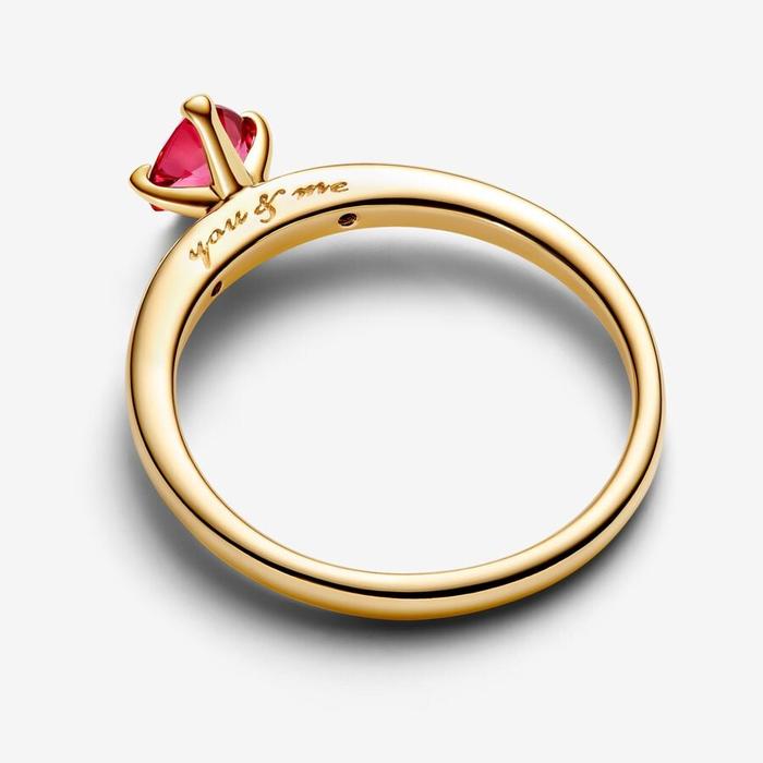 Bagues solitaires en forme de cœur rouge