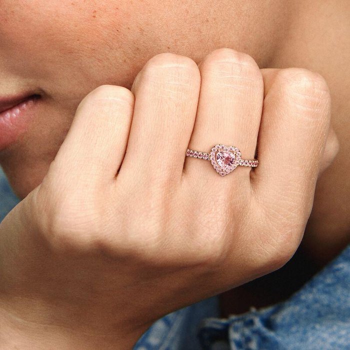 Bague cœur rose en relief
