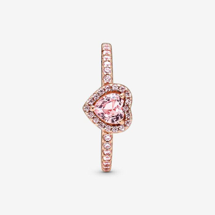 Bague cœur rose en relief
