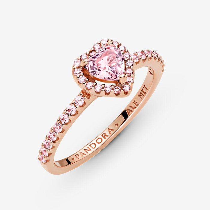 Bague cœur rose en relief