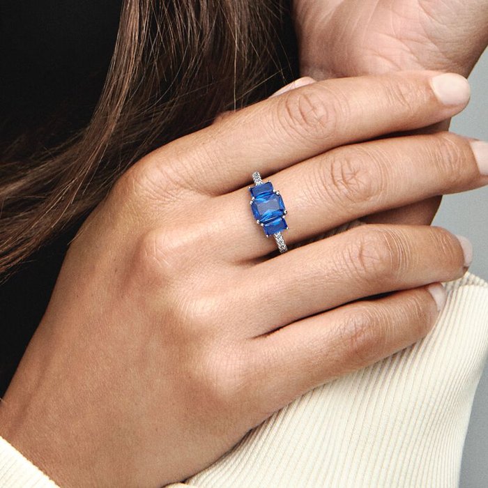 Anello Trilogy Pietre Blu