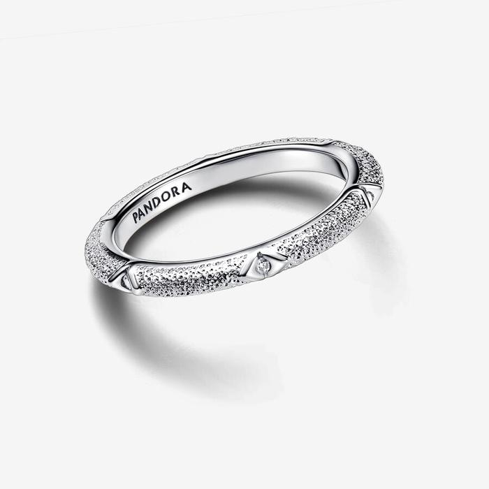 Bague texturée martelée avec pierres Pandora ME