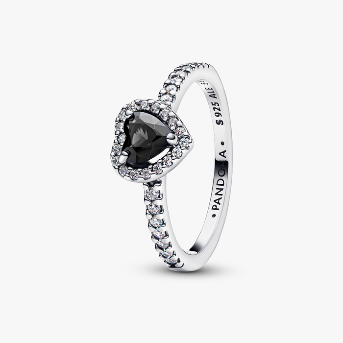 Anello Cuore in Rilievo Nero