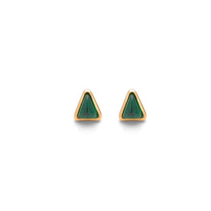 Green Blade Gold Earrings