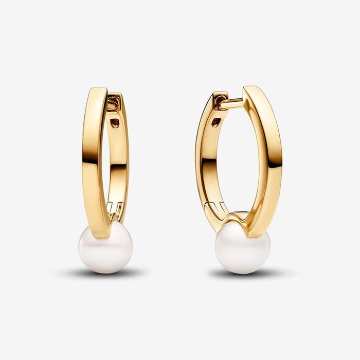 Hoop Earrings With Cultured Freshwater Pearls