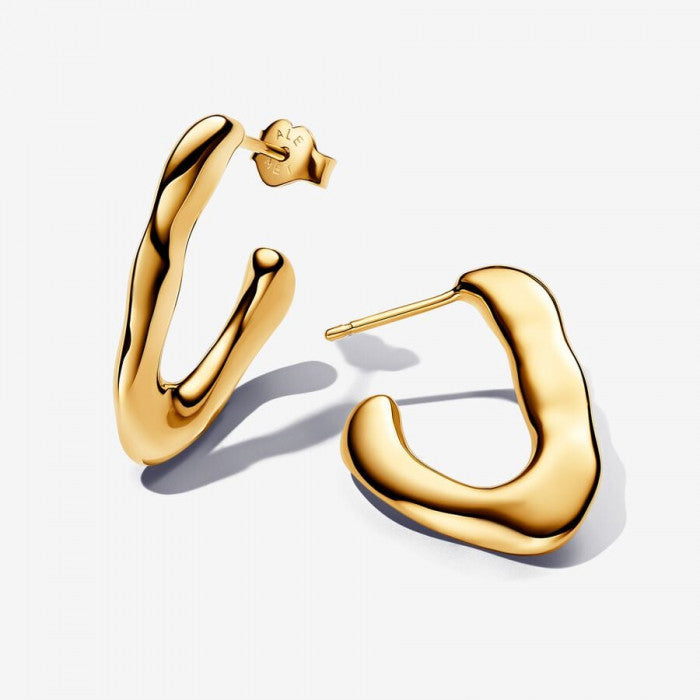 Boucles d'oreilles créoles ouvertes en V à ligne sinueuse