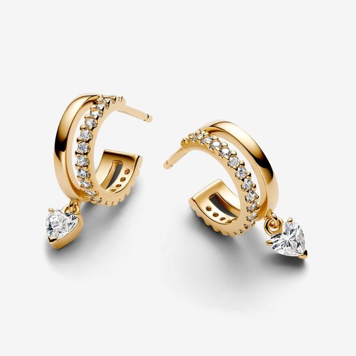 Hoop earrings with hanging heart