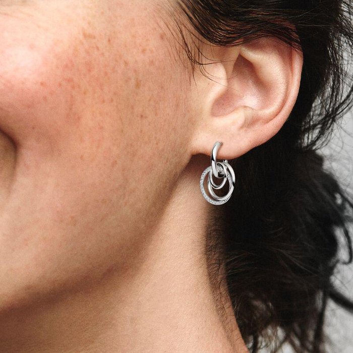Boucles d'oreilles tissées à l'infini à double cercle