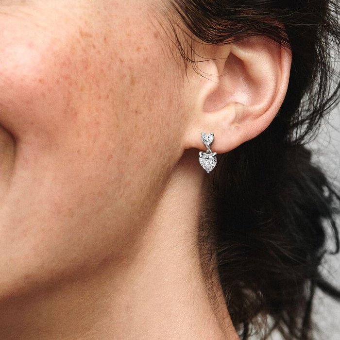 Two Hearts Pendant Earrings