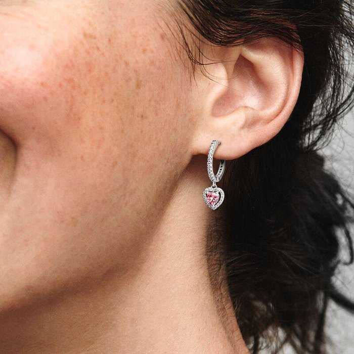 Pink Heart Hoop Earrings