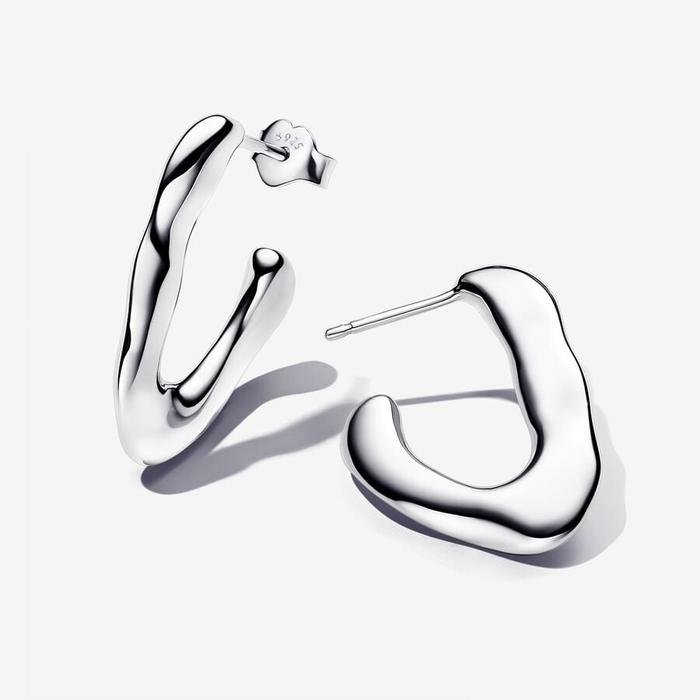 Boucles d'oreilles créoles ouvertes en V à ligne sinueuse