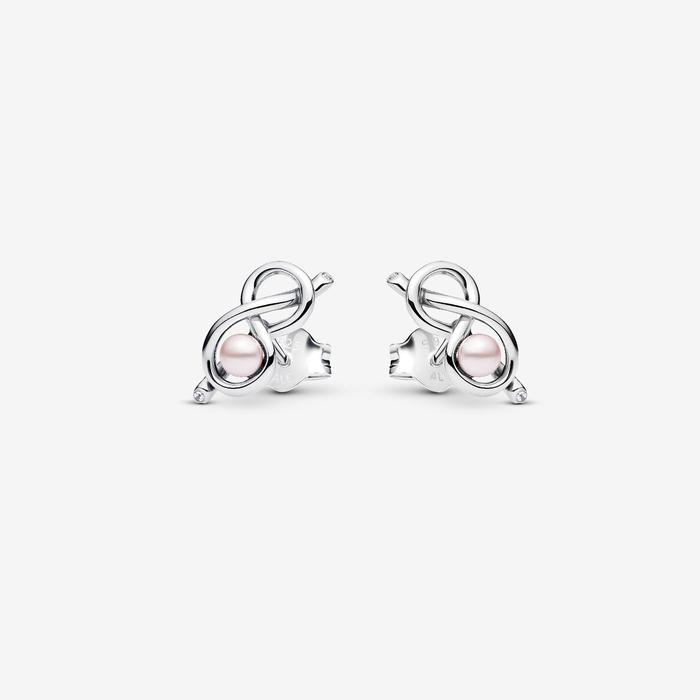 Orecchini Legame infinito con Perla Rosa Artificiale