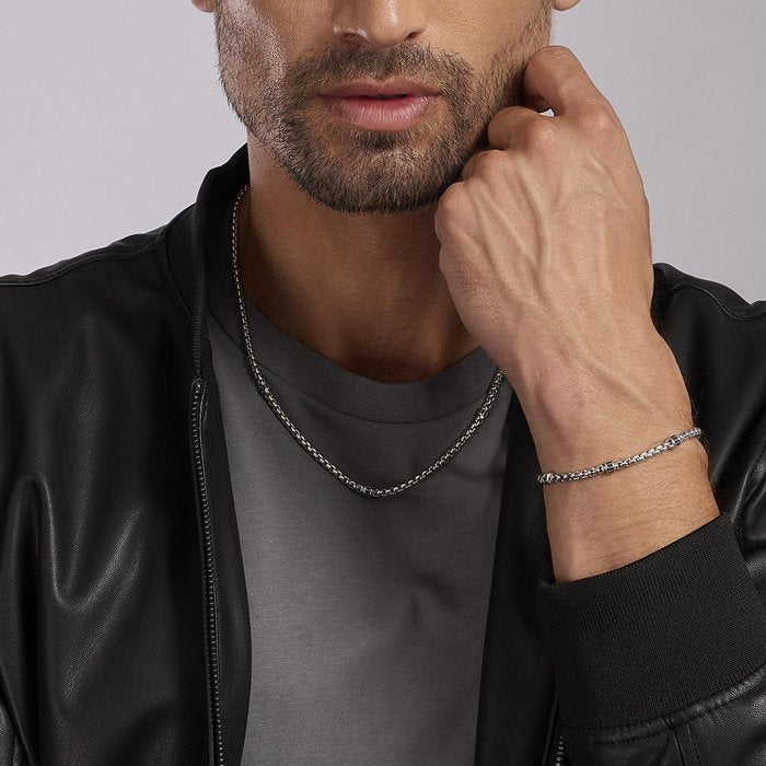 Rolo mesh bracelet with black inserts NEUTRAL