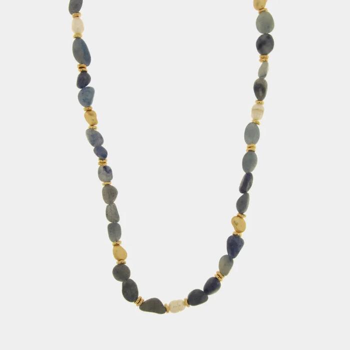 Collana in Metallo con cristalli blui ispirati al vetro di Murano
