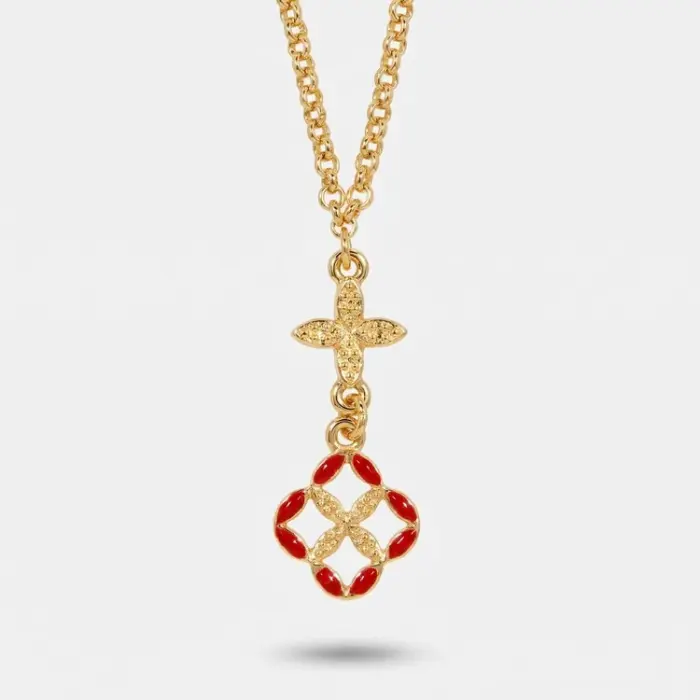 Collana in Metallo maiolica rossa