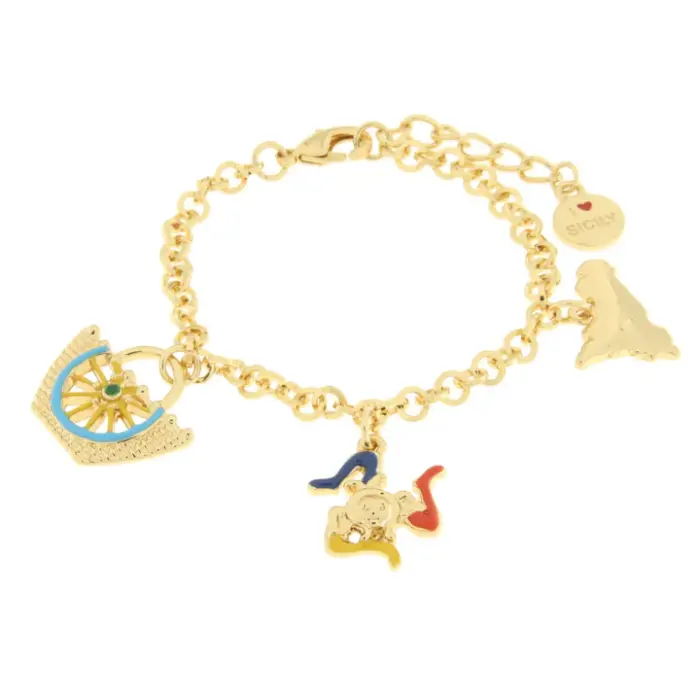 Bracciale in Metallo con CoffaTrinacria e Sicilia