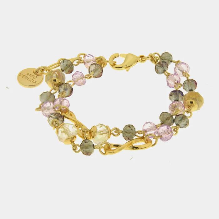 Bracciale in Metallo multifilo con cristalli colorati