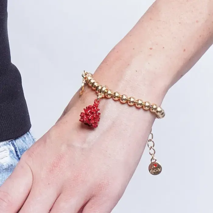 Bracciale in Metallo con pigna rossa