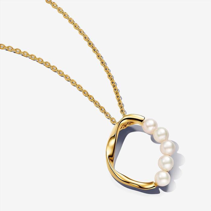Collier Cercle Sinueux avec Perles de Culture d'Eau Douce