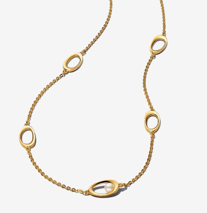 Collier ovale Sinuous Line et perle de culture d'eau douce