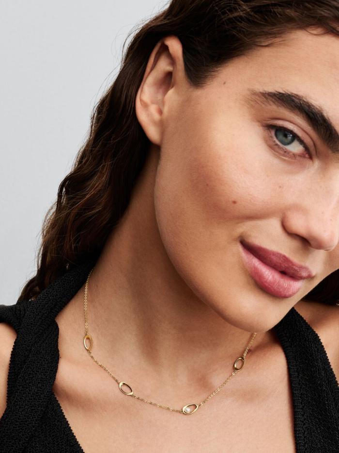 Collier ovale Sinuous Line et perle de culture d'eau douce