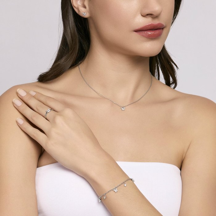 SECRET GARDEN White Crystal Silver Earrings
