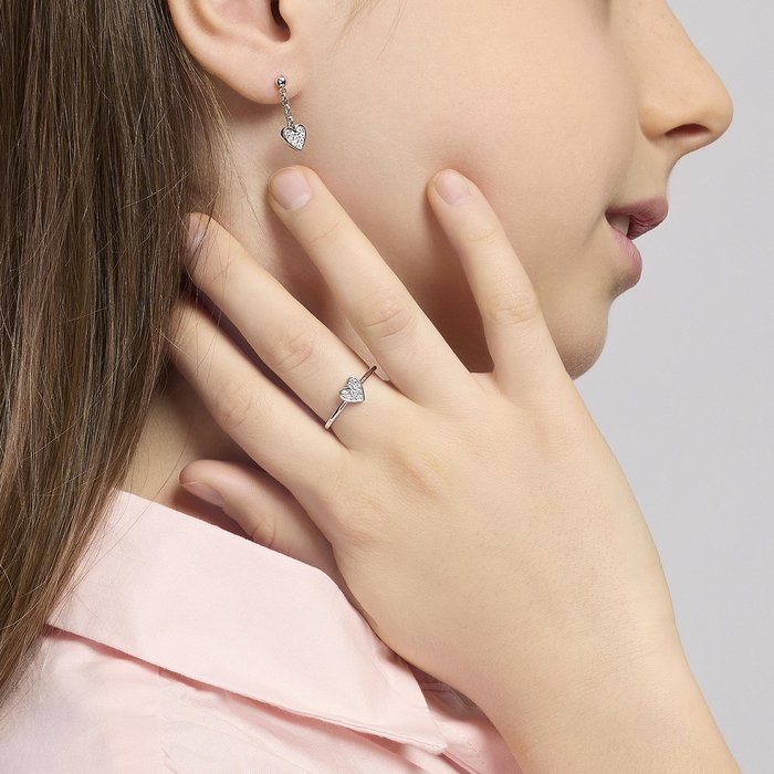 Orecchini in argento con cuori pendenti MON AMOUR