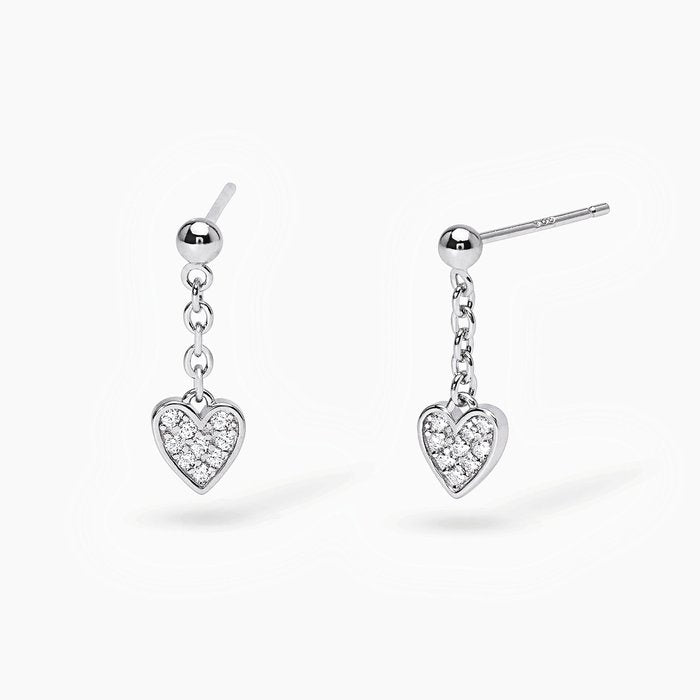 Orecchini in argento con cuori pendenti MON AMOUR