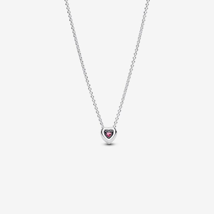 Collier cœur rose en relief