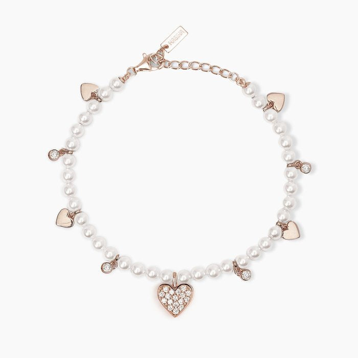 Bracciale con perle conchiglia e charms ONE LOVE