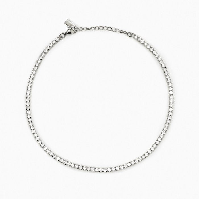 MINI TENNIS Bracelet de cheville en argent et zircone blanche
