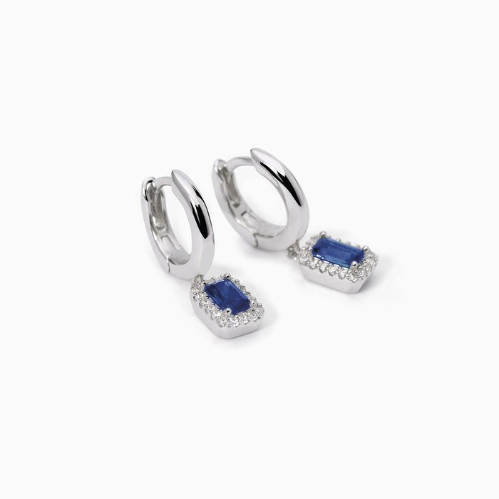 Silver Hoop Earrings with Synthetic Sapphires COOL OR RÉTRO?