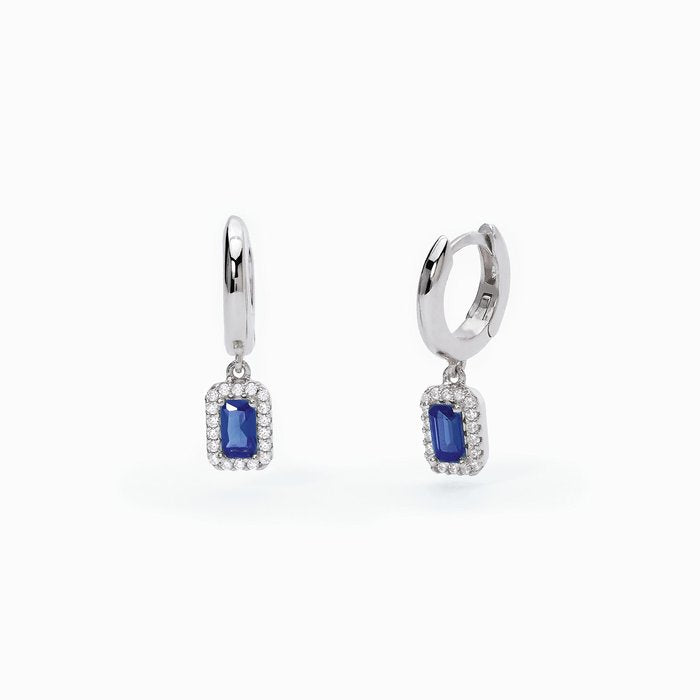Silver Hoop Earrings with Synthetic Sapphires COOL OR RÉTRO?