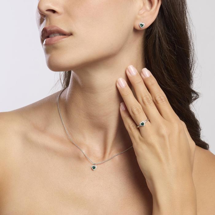Anello in argento con smeraldo sintetico LOVE AFFAIR