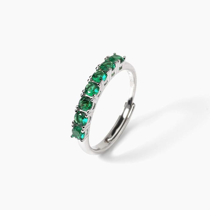 SOIRÉE Synthetic Emerald Silver Ring