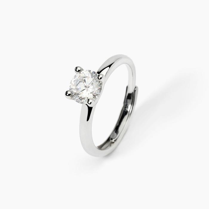 Bague solitaire en argent rhodié avec zircone SOLITAIRE