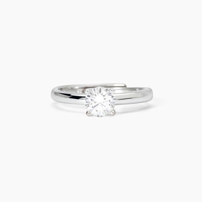 Rhodium-plated silver solitaire ring with zirconia SOLITAIRE