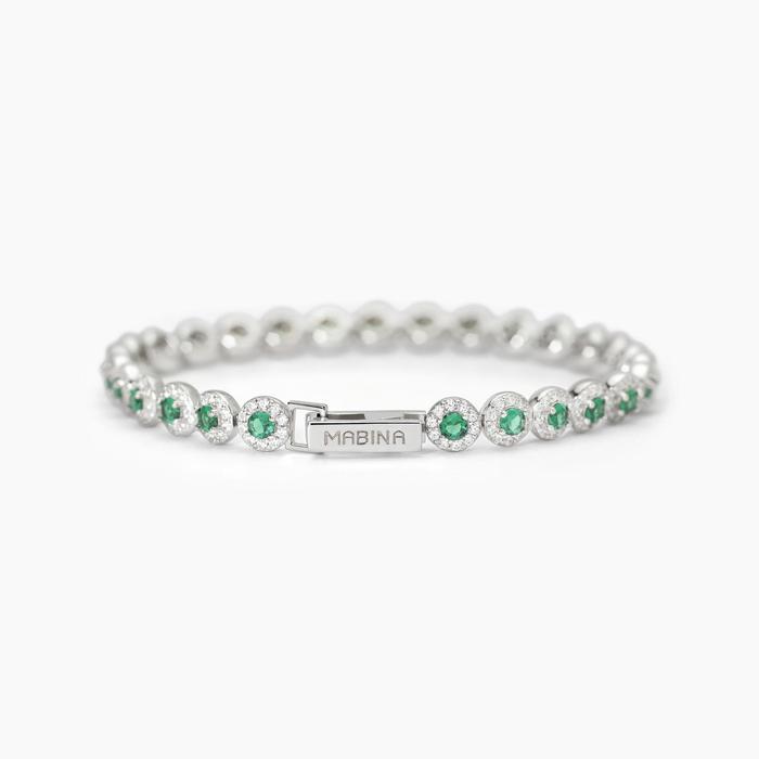 Bracelet tennis en argent avec émeraudes synthétiques MILANESIENNE