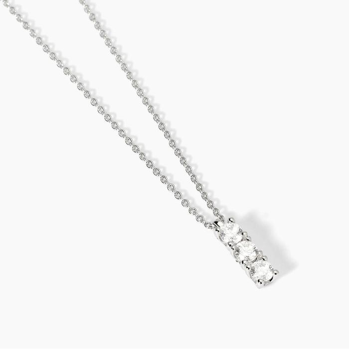 Rhodium-plated silver choker with TRILOGY white zirconia and forzatina chain