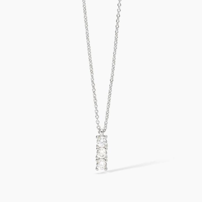 Rhodium-plated silver choker with TRILOGY white zirconia and forzatina chain
