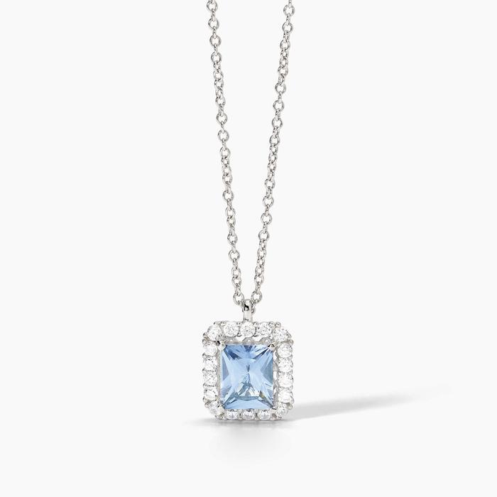 Silver choker with synthetic aquamarine INFINITE DESIRE
