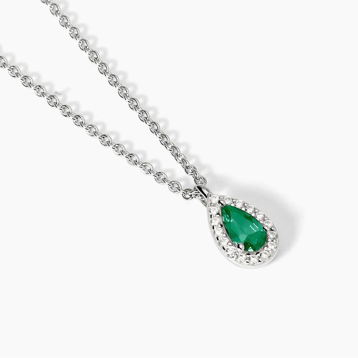 Collier ras du cou en argent avec émeraude synthétique et zircone COOL OU RÉTRO ?
