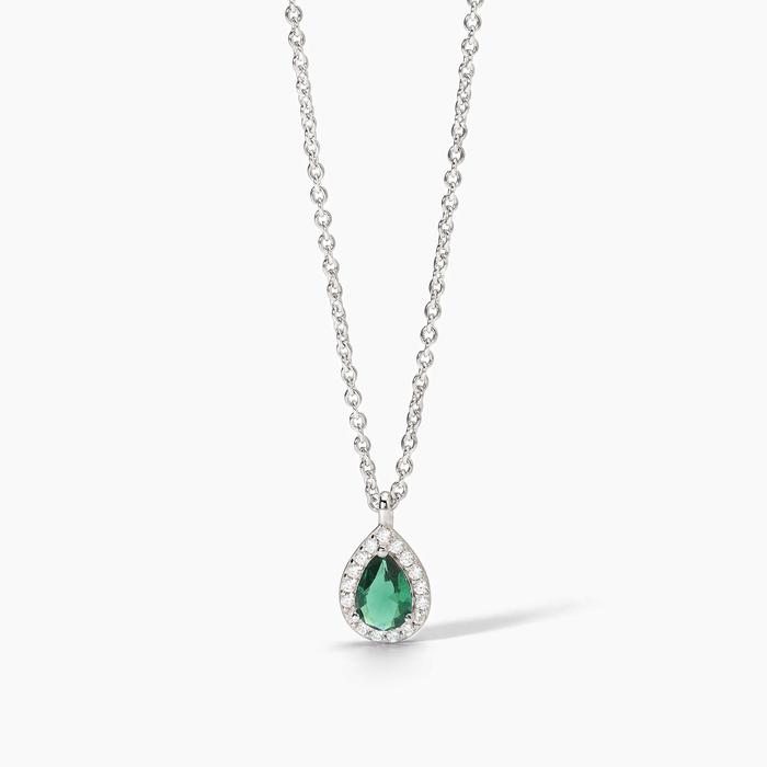 Collier ras du cou en argent avec émeraude synthétique et zircone COOL OU RÉTRO ?